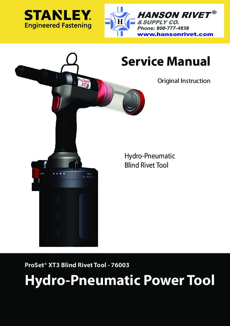 Proset XT3 Service Manual - Hanson Rivet & Supply Co,